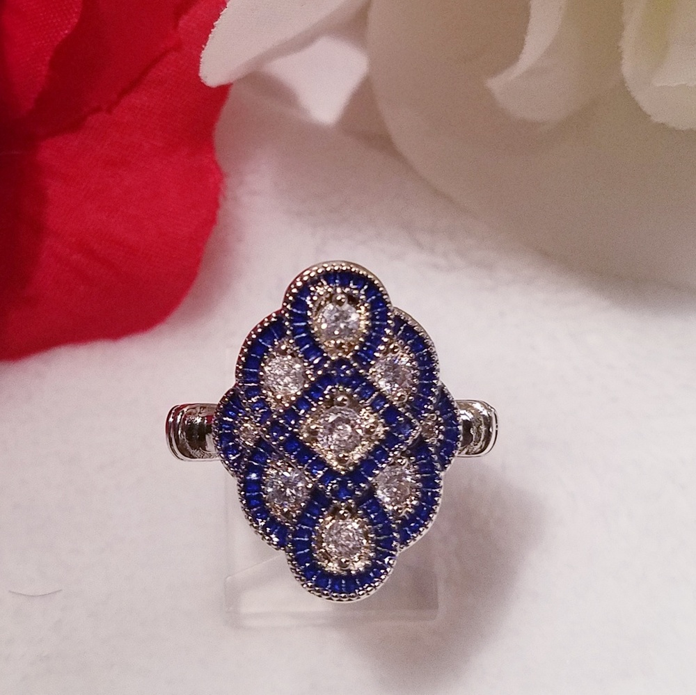 Luxury blue CZ ring